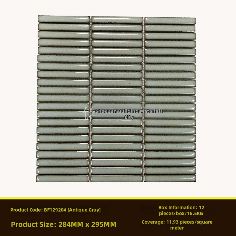 Iekštelpu sienas flīze – mazs joslas mozaīka, vienkāršs moderns stils, materiāls: polikrystaliska mikrodalīte, ūdens uzsūkšanās ≤0,5%, uzstādīšana pieejama