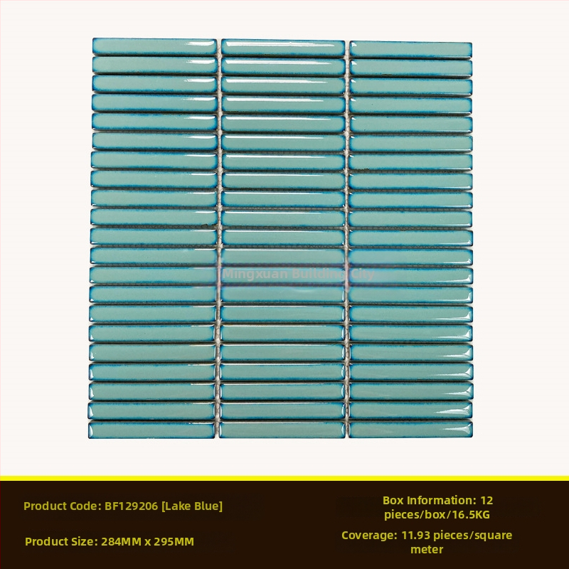 Iekštelpu sienas flīze – mazs joslas mozaīka, vienkāršs moderns stils, materiāls: polikrystaliska mikrodalīte, ūdens uzsūkšanās ≤0,5%, uzstādīšana pieejama