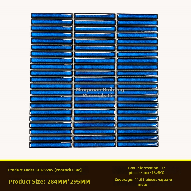 Iekštelpu sienas flīze – mazs joslas mozaīka, vienkāršs moderns stils, materiāls: polikrystaliska mikrodalīte, ūdens uzsūkšanās ≤0,5%, uzstādīšana pieejama