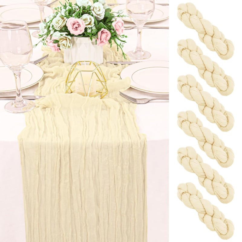 Asztalterítő futó – bohémi stílus, átlátszó voile, poliészter, egyszínű minta, ünnepi dekor, testre szabható