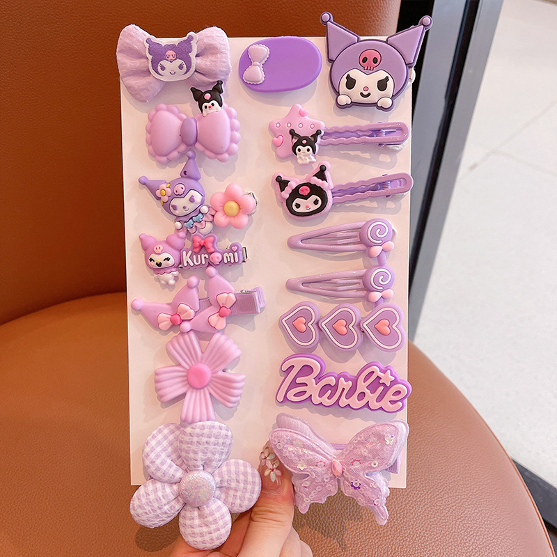 Детски фиби за коса с форма на панделка — ръчно изработени пластмасови аксесоари за коса, комплект 16 броя, серия Принцеса, за деца на възраст 3–10 години