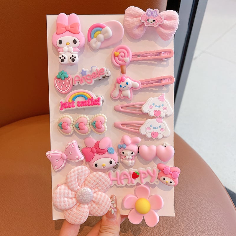 Детски фиби за коса с форма на панделка — ръчно изработени пластмасови аксесоари за коса, комплект 16 броя, серия Принцеса, за деца на възраст 3–10 години