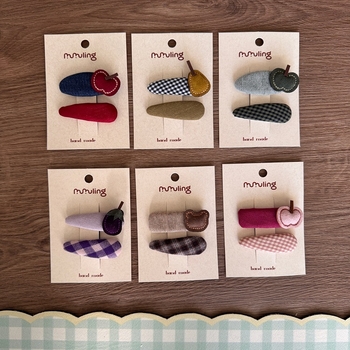 Детска фиба за коса в корейски стил, платнена, ръчна изработка, шарен модел