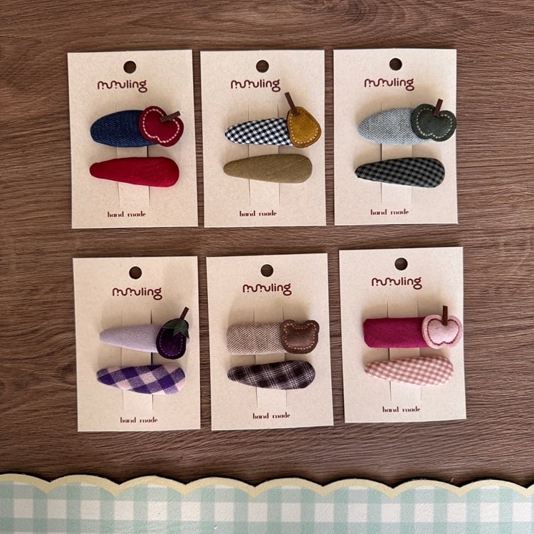 Детска фиба за коса в корейски стил, платнена, ръчна изработка, шарен модел