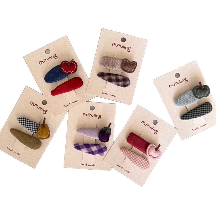 Детска фиба за коса в корейски стил, платнена, ръчна изработка, шарен модел