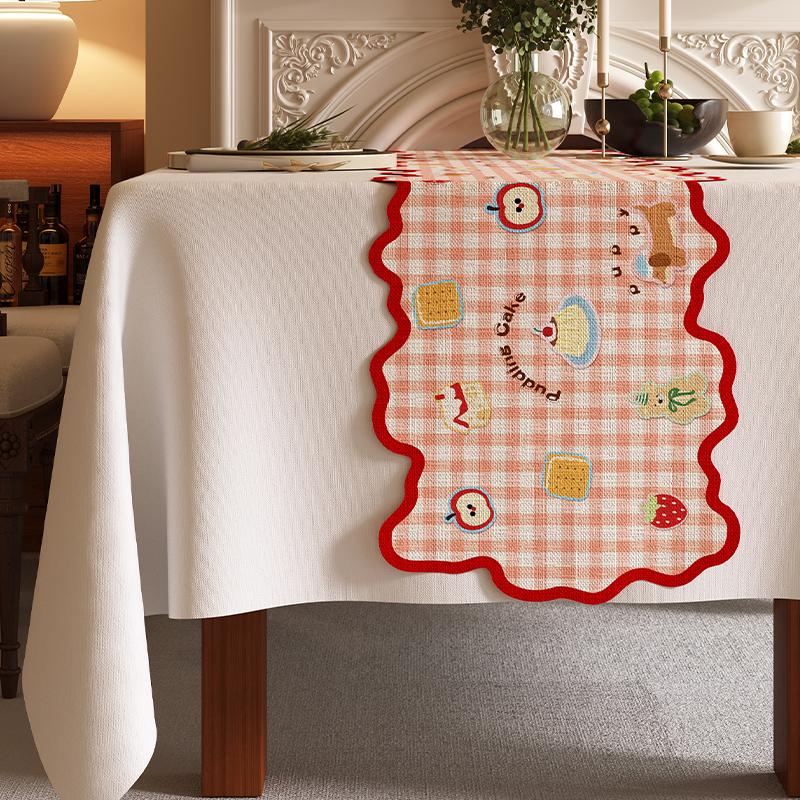 Табличка за маса с дантела, нестандартна форма, чайна подложка с карикатурен дизайн, водоустойчива, 80% полиестер / 20% памук