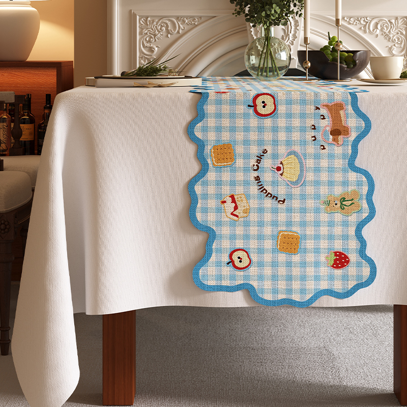 Табличка за маса с дантела, нестандартна форма, чайна подложка с карикатурен дизайн, водоустойчива, 80% полиестер / 20% памук