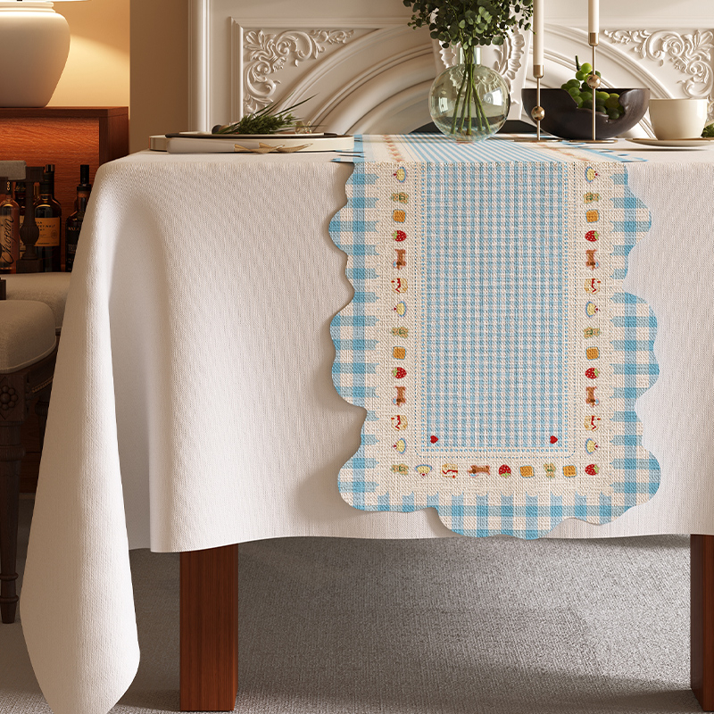 Табличка за маса с дантела, нестандартна форма, чайна подложка с карикатурен дизайн, водоустойчива, 80% полиестер / 20% памук