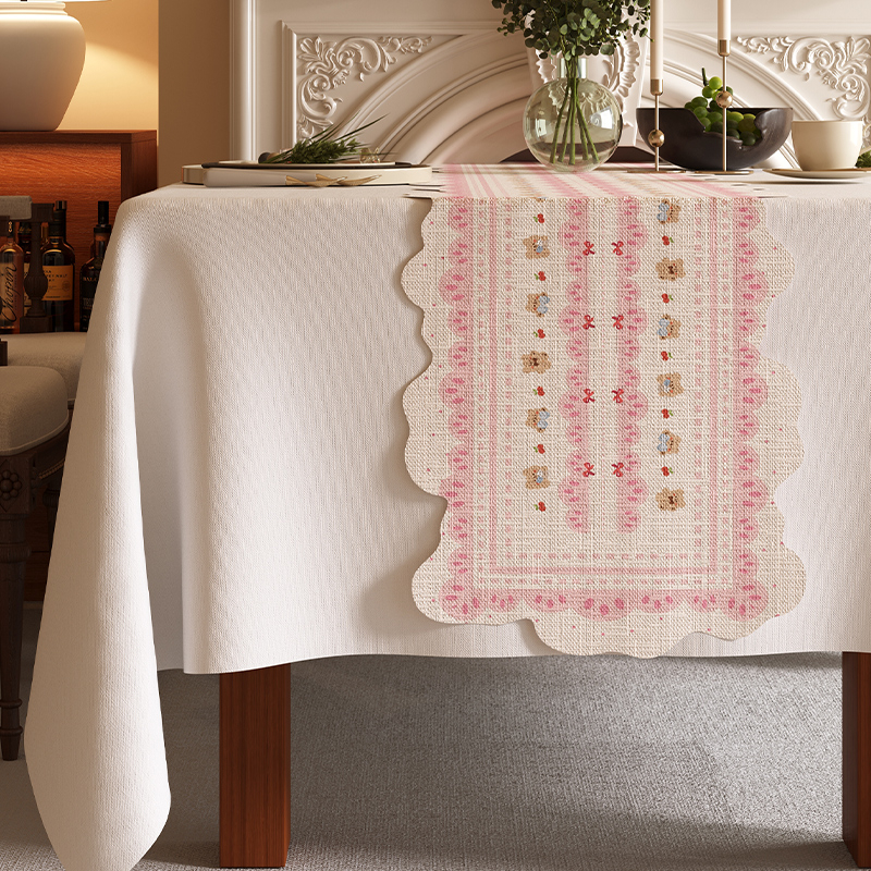 Табличка за маса с дантела, нестандартна форма, чайна подложка с карикатурен дизайн, водоустойчива, 80% полиестер / 20% памук