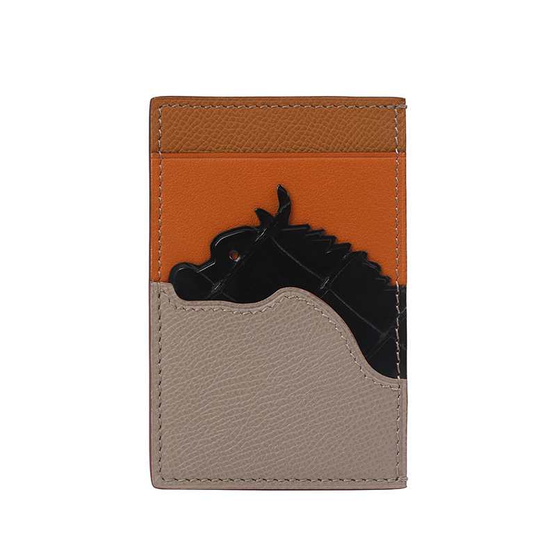 Kaardikott ehtsast nahast, loomamustriga, käsitsi õmmeldud, lambanahaga vooder, kaartide hoiustamiseks