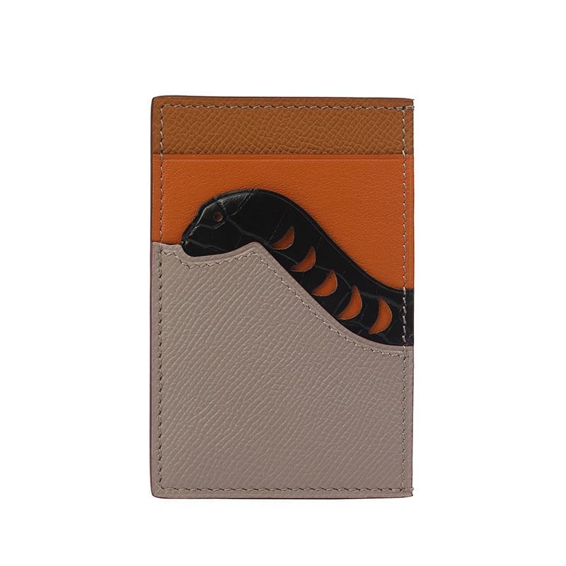 Kaardikott ehtsast nahast, loomamustriga, käsitsi õmmeldud, lambanahaga vooder, kaartide hoiustamiseks