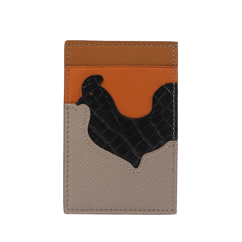 Kaardikott ehtsast nahast, loomamustriga, käsitsi õmmeldud, lambanahaga vooder, kaartide hoiustamiseks