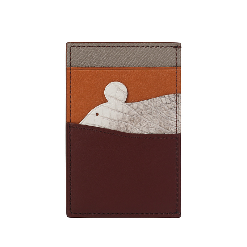 Kaardikott ehtsast nahast, loomamustriga, käsitsi õmmeldud, lambanahaga vooder, kaartide hoiustamiseks