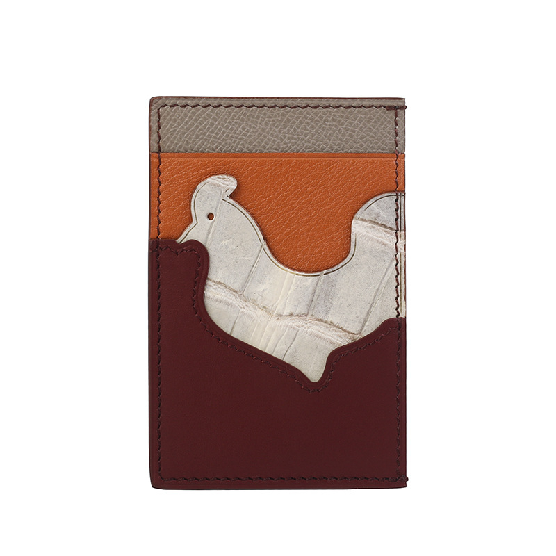 Kaardikott ehtsast nahast, loomamustriga, käsitsi õmmeldud, lambanahaga vooder, kaartide hoiustamiseks