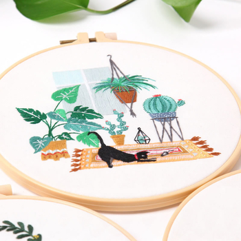 Set za vezenje za početnike s karikaturnim dizajnom – materijal od pamuka i lana, DIY
