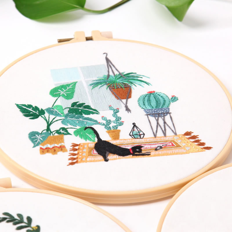 Set za vezenje za početnike s karikaturnim dizajnom – materijal od pamuka i lana, DIY