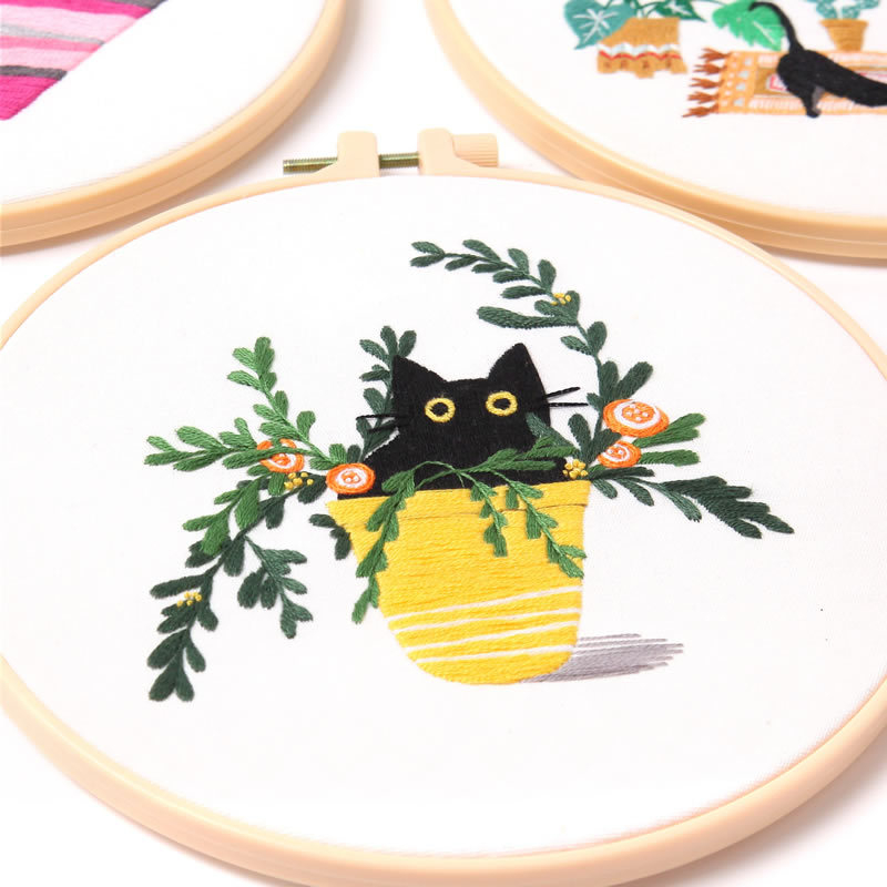 Set za vezenje za početnike s karikaturnim dizajnom – materijal od pamuka i lana, DIY