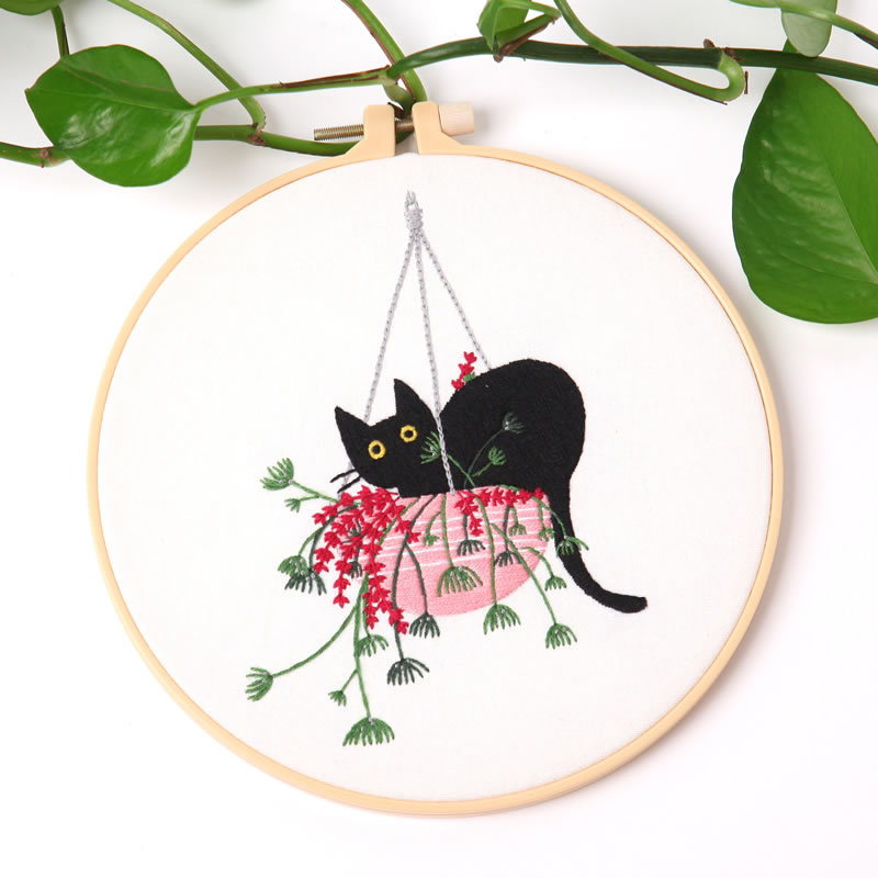 Set za vezenje za početnike s karikaturnim dizajnom – materijal od pamuka i lana, DIY
