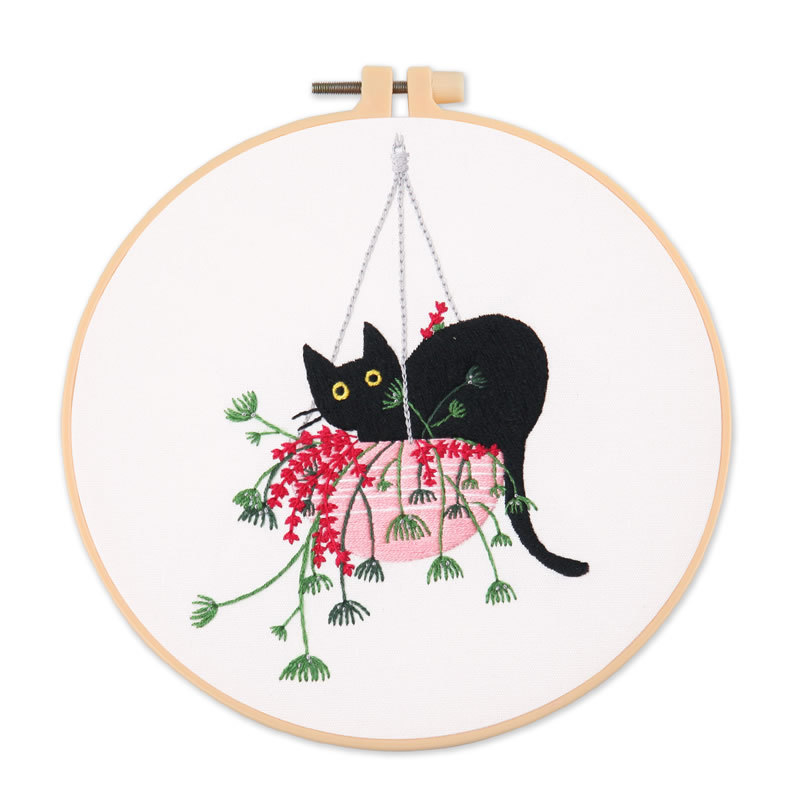 Set za vezenje za početnike s karikaturnim dizajnom – materijal od pamuka i lana, DIY