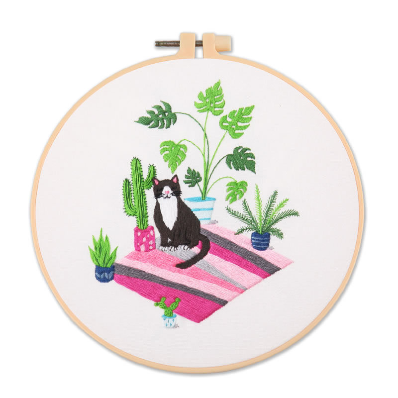 Set za vezenje za početnike s karikaturnim dizajnom – materijal od pamuka i lana, DIY