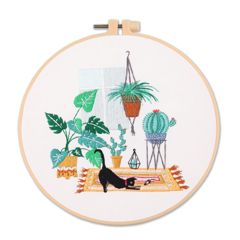 Set za vezenje za početnike s karikaturnim dizajnom – materijal od pamuka i lana, DIY