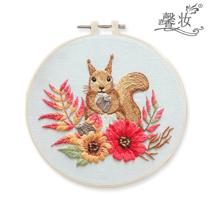 Комплект за бродерия върху платно DIY – Средиземноморски стил, памучно-ленено платно, мотив растения, су бродерия