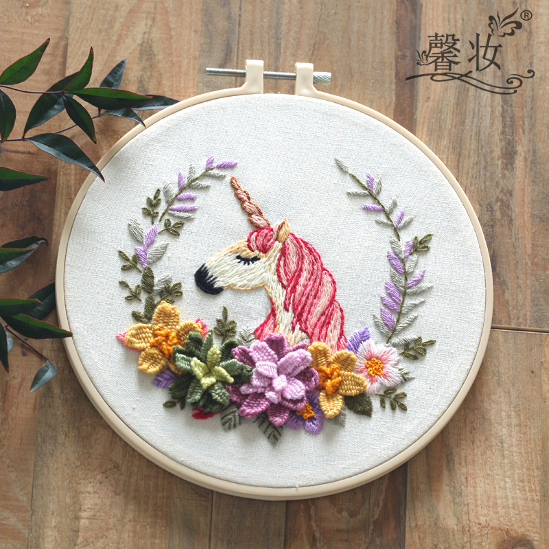 Комплект за бродерия върху платно DIY – Средиземноморски стил, памучно-ленено платно, мотив растения, су бродерия