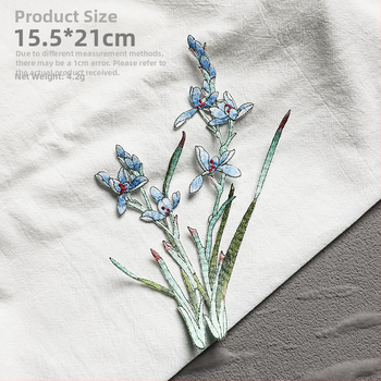 Εθνο-στυλ appliqué με ορχιδέα για ρούχα, rayon, Rainbow embroidery, με αυτοκόλλητο πίσω για σιδέρωμα