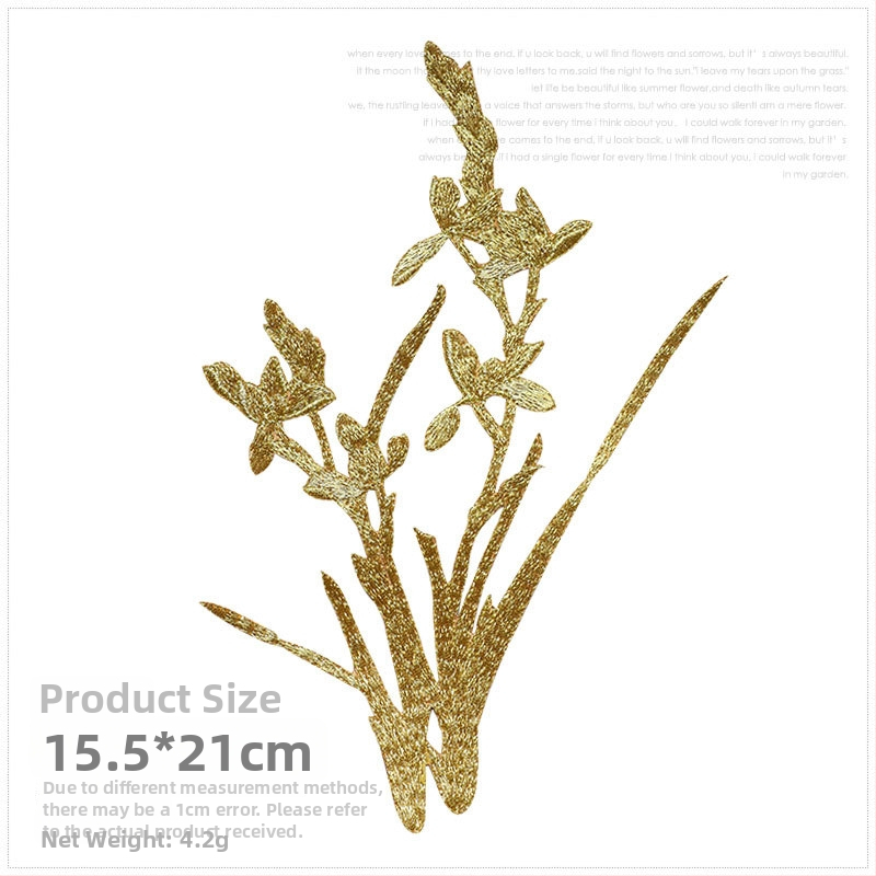 Εθνο-στυλ appliqué με ορχιδέα για ρούχα, rayon, Rainbow embroidery, με αυτοκόλλητο πίσω για σιδέρωμα