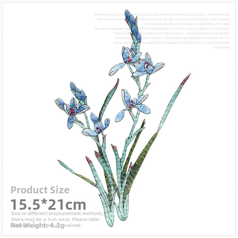 Εθνο-στυλ appliqué με ορχιδέα για ρούχα, rayon, Rainbow embroidery, με αυτοκόλλητο πίσω για σιδέρωμα