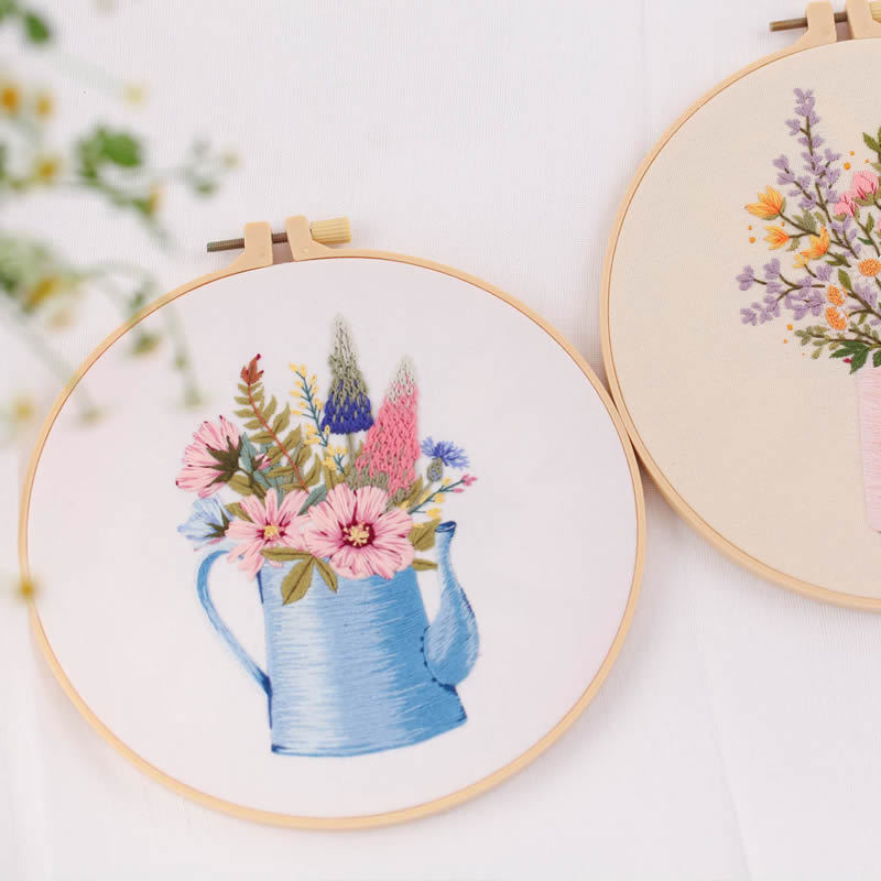 DIY komplet za križićno šivanje: poluizvedeni početnički set, platno od pamuka i lana, motivi cvijeće, trava, lišće