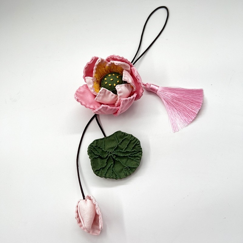 Комплект за кръстат бод: лотосова висулка, ръчна бродерия, стил Нов китайски стил, мотиви цветя/листа