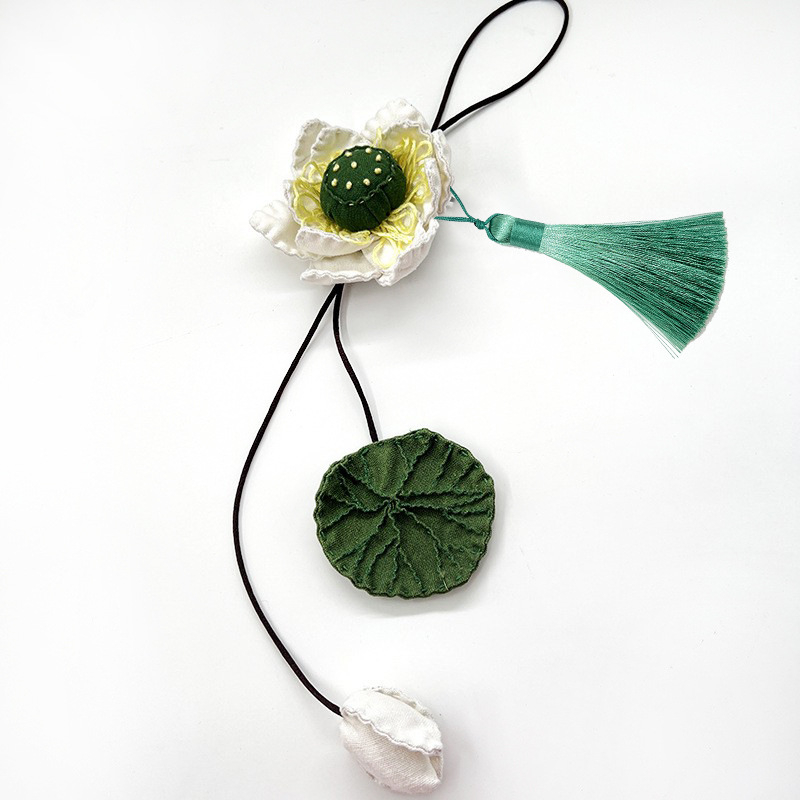 Комплект за кръстат бод: лотосова висулка, ръчна бродерия, стил Нов китайски стил, мотиви цветя/листа