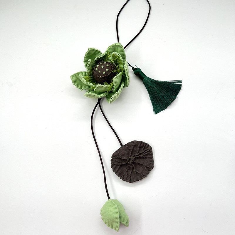 Комплект за кръстат бод: лотосова висулка, ръчна бродерия, стил Нов китайски стил, мотиви цветя/листа