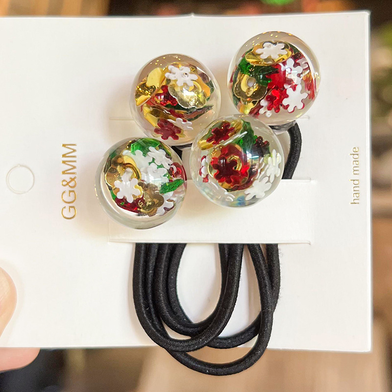 Dječji dodaci za kosu, korejski stil, okrugla kuglica sa šljokicama, ručno izrađeno od akrila, 2-dijelni set