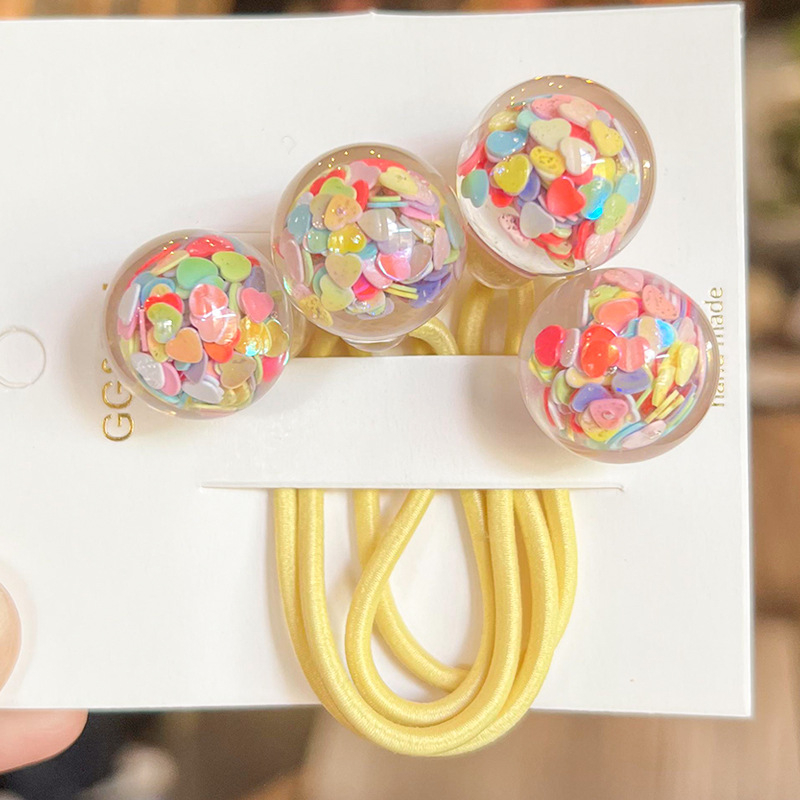 Dječji dodaci za kosu, korejski stil, okrugla kuglica sa šljokicama, ručno izrađeno od akrila, 2-dijelni set
