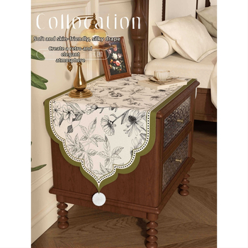 Naktinės spintelės ir lovos krašto uždangalas, senovinio pastoralinio stiliaus, dulkių nepraleidžiantis dekoratyvinis audinys, poliesterio pluoštas, tinkamas svetainei, miegamajam, darbo kambariui, vaikų kambariui