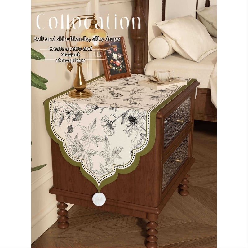 Naktinės spintelės ir lovos krašto uždangalas, senovinio pastoralinio stiliaus, dulkių nepraleidžiantis dekoratyvinis audinys, poliesterio pluoštas, tinkamas svetainei, miegamajam, darbo kambariui, vaikų kambariui