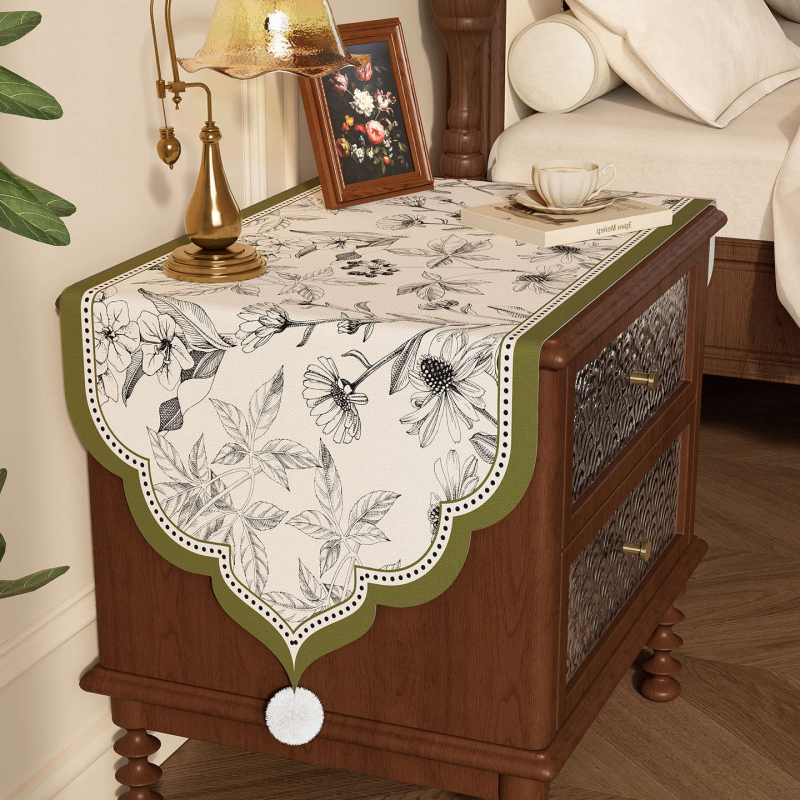 Naktinės spintelės ir lovos krašto uždangalas, senovinio pastoralinio stiliaus, dulkių nepraleidžiantis dekoratyvinis audinys, poliesterio pluoštas, tinkamas svetainei, miegamajam, darbo kambariui, vaikų kambariui