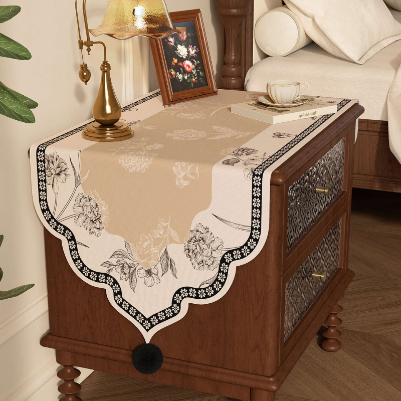 Naktinės spintelės ir lovos krašto uždangalas, senovinio pastoralinio stiliaus, dulkių nepraleidžiantis dekoratyvinis audinys, poliesterio pluoštas, tinkamas svetainei, miegamajam, darbo kambariui, vaikų kambariui