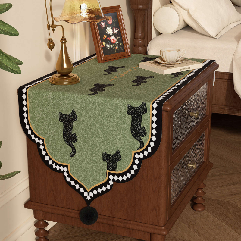 Naktinės spintelės ir lovos krašto uždangalas, senovinio pastoralinio stiliaus, dulkių nepraleidžiantis dekoratyvinis audinys, poliesterio pluoštas, tinkamas svetainei, miegamajam, darbo kambariui, vaikų kambariui