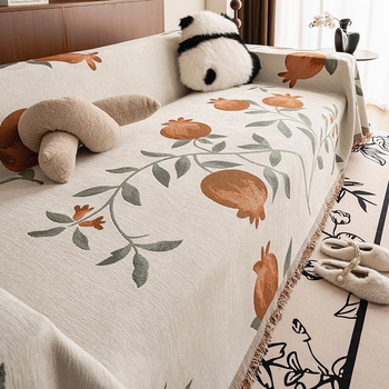 Chenille navlaka za kauč, za kombinirani kauč, cvjetni uzorak, minimalistički modern stil