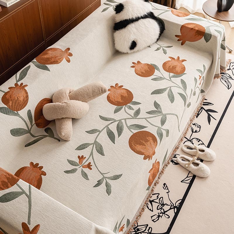 Chenille navlaka za kauč, za kombinirani kauč, cvjetni uzorak, minimalistički modern stil