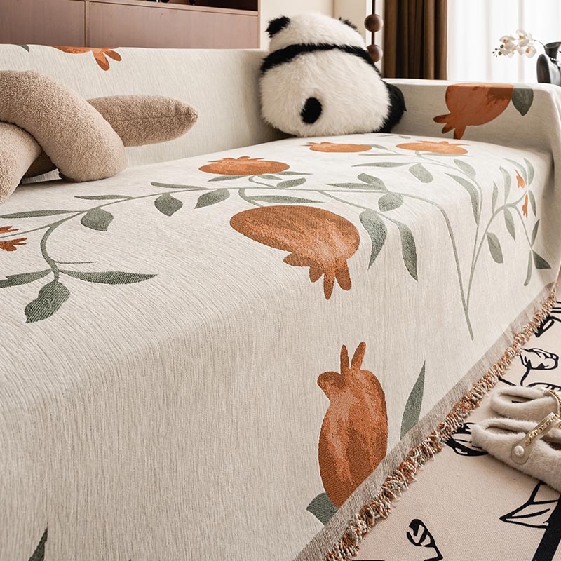 Chenille navlaka za kauč, za kombinirani kauč, cvjetni uzorak, minimalistički modern stil