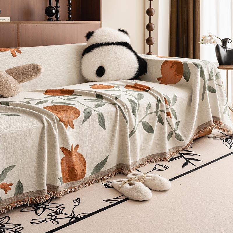 Chenille navlaka za kauč, za kombinirani kauč, cvjetni uzorak, minimalistički modern stil
