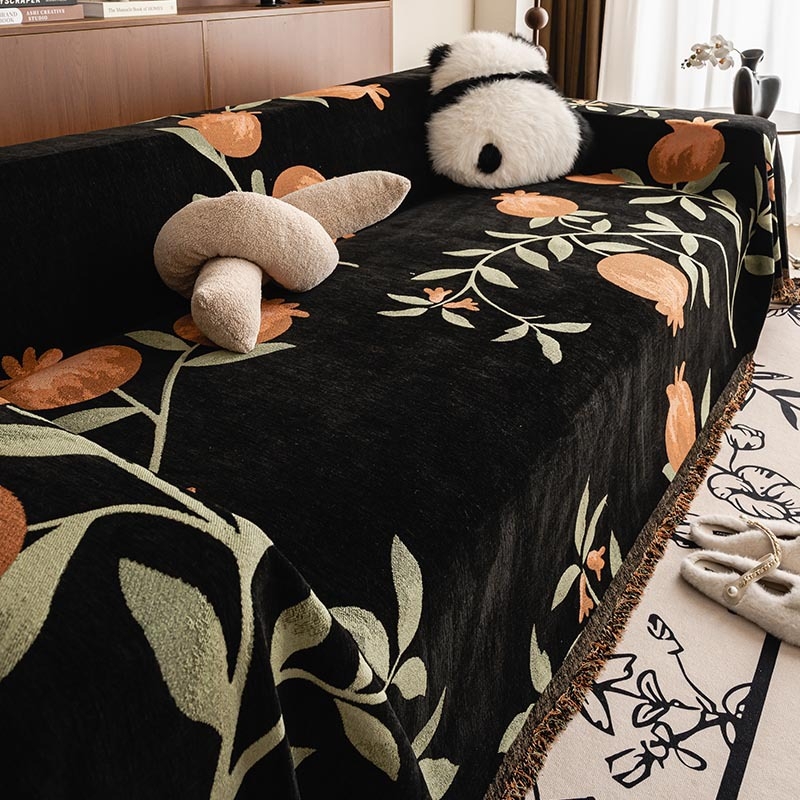 Chenille navlaka za kauč, za kombinirani kauč, cvjetni uzorak, minimalistički modern stil