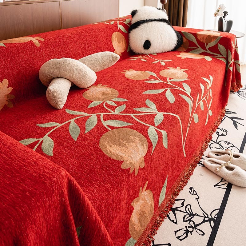 Chenille navlaka za kauč, za kombinirani kauč, cvjetni uzorak, minimalistički modern stil
