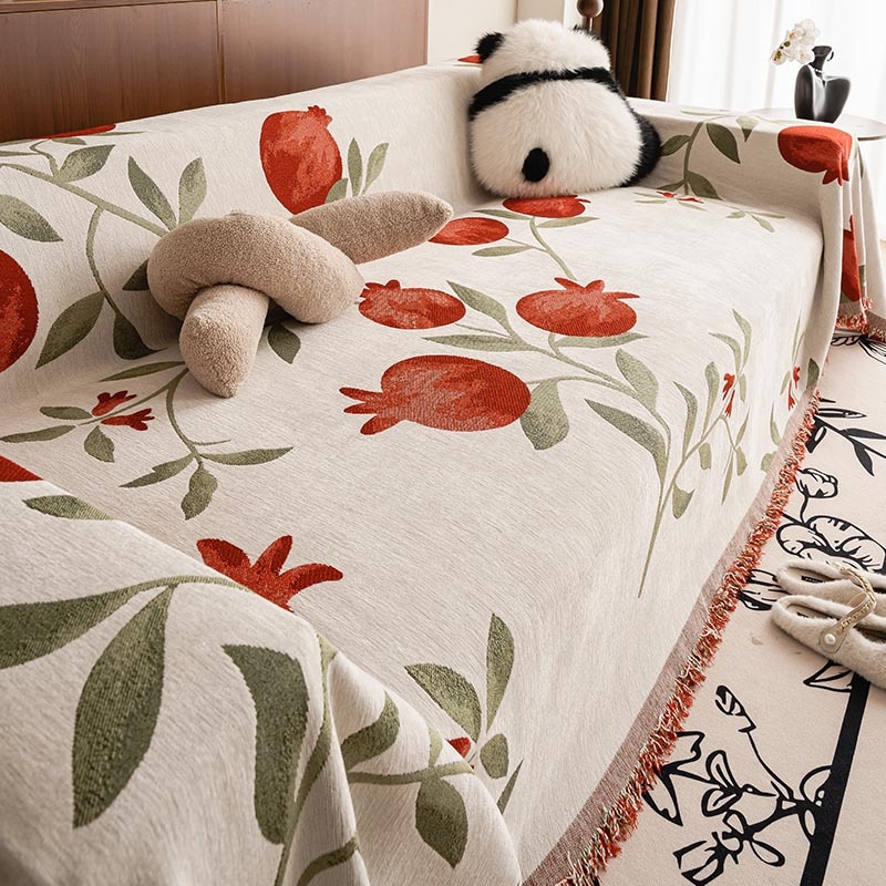 Chenille navlaka za kauč, za kombinirani kauč, cvjetni uzorak, minimalistički modern stil