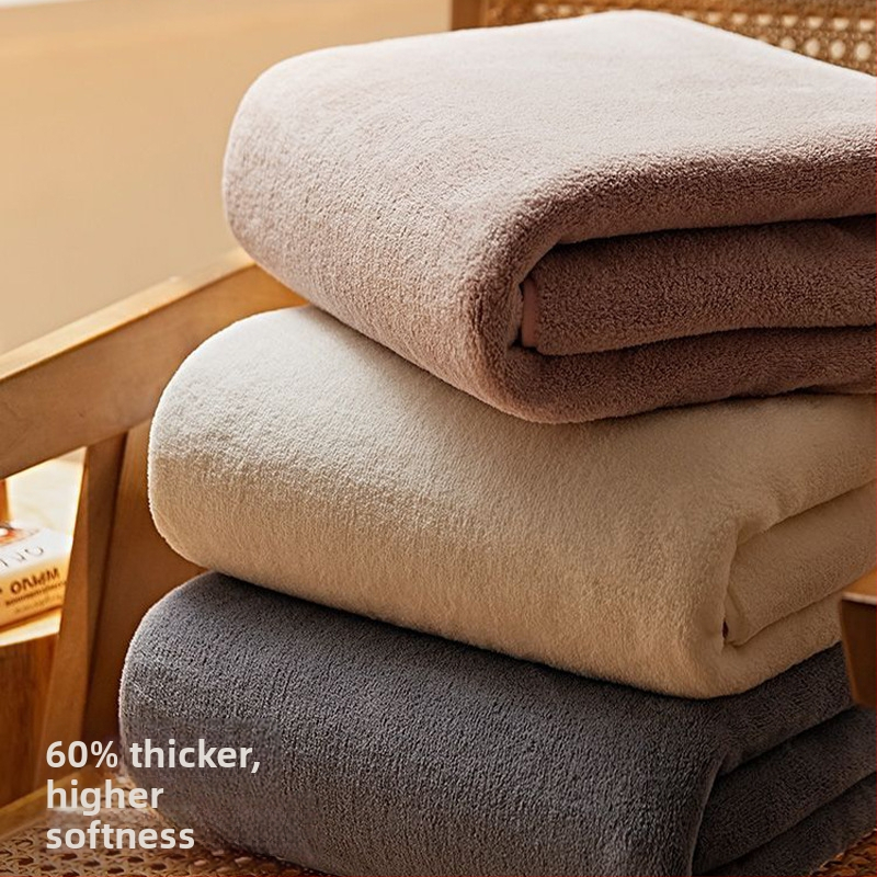 Fürdőlepedő korall-flízből, nedvszívó, tömörített, szöszmentes, 150D fonal