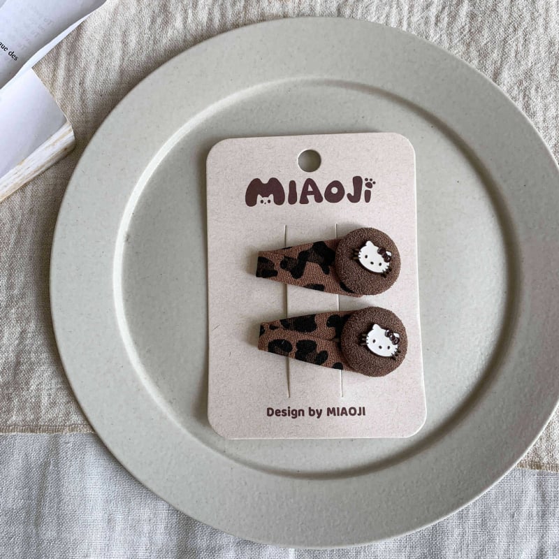 Клипси за коса за момичета, леопардов принт, сладък карикатурен дизайн, тъканина, есен 2025, деца